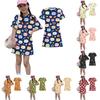 Girls Loose Fit Short Sleeve Dress Lightweight Summer Dress Kids Round Neck Dress with Animal Print Pattern Casual Kids Dress for Everyday Wear