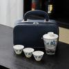 Portable Ceramic Travel Tea Set With Teapot 3 Cups Modern Minimalist Design Office Home Gift