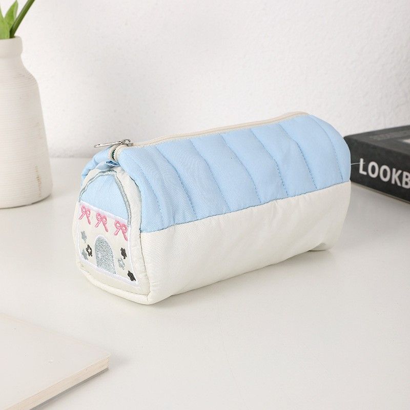 High-appearance-level Small House-shaped Pencil Case Niche Cute and Fresh Large-capacity Embroidered Stationery Storage Bag