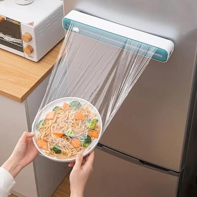 Supporto per sacchetto di plastica da 1 pezzo, dispenser per taglio di pellicola trasparente in plastica, scatola di taglio magnetica, dispenser magnetico per imballaggi in plastica ricaricabile