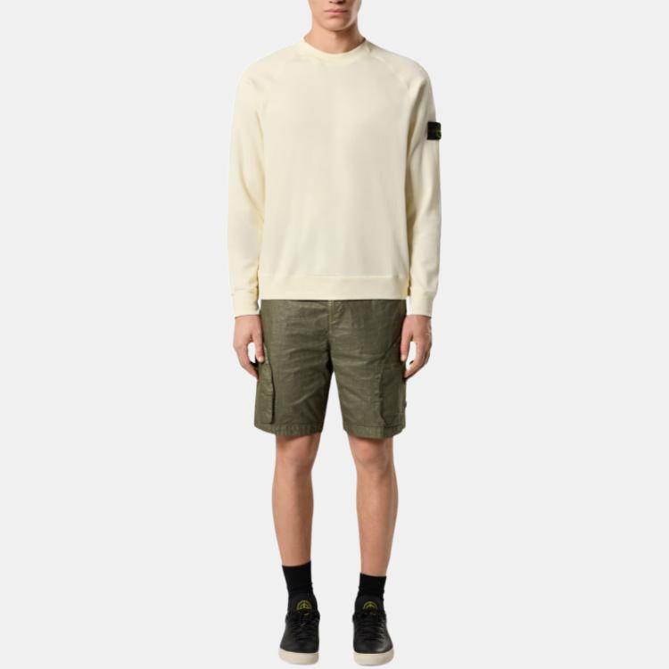 STONE ISLAND Logo Patch Crew Neck Long Sleeve Sweatshirt Men Sweatshirt Beige K1S156100023S0121-V0093