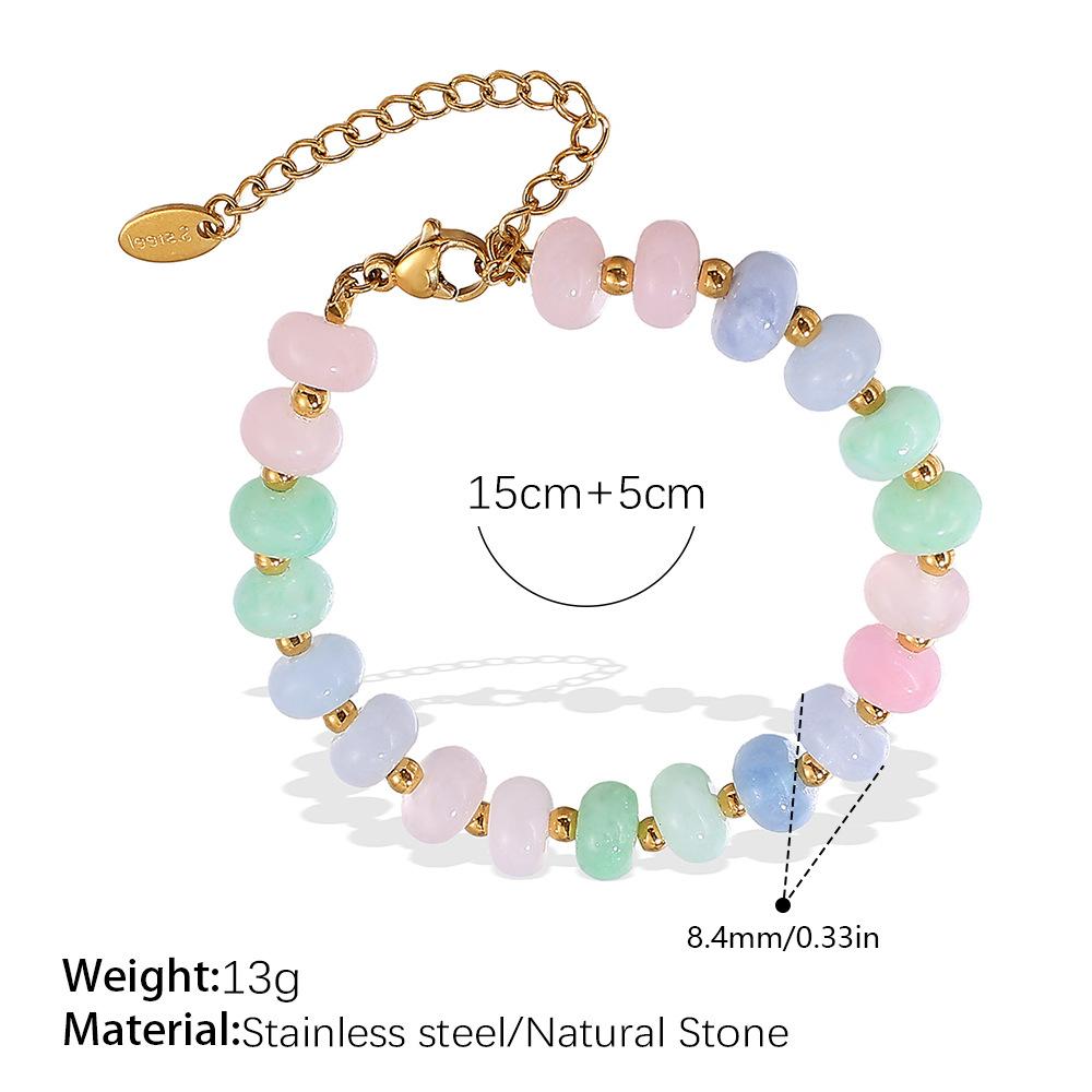 Fashion Color Natural Stone Abacus Bead Bracelet Light Luxury Versatile Personality Bracelet Earrings Jewelry Women