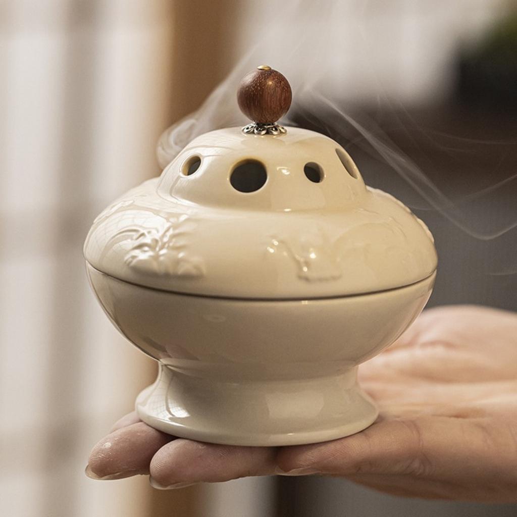 Antique Ceramic Plum Orchid Bamboo Chrysanthemum Incense Burner Home Decor Tea Table Aromatherapy Set