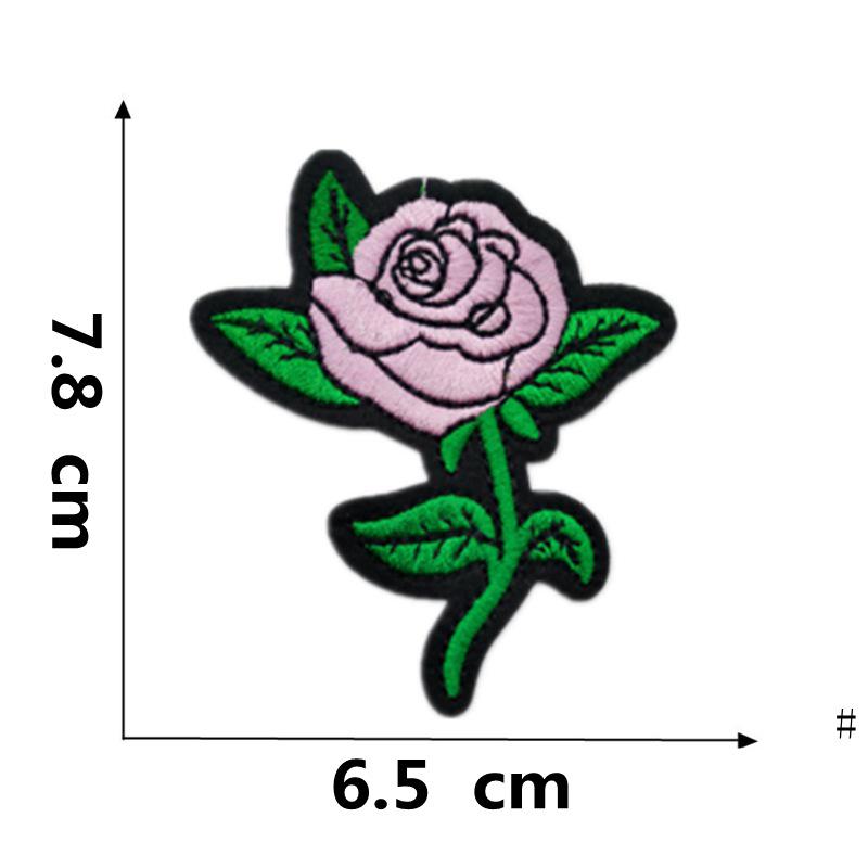 Rose Plum Blossom Embroidered Iron-On Fabric Patch for Clothing Decoration