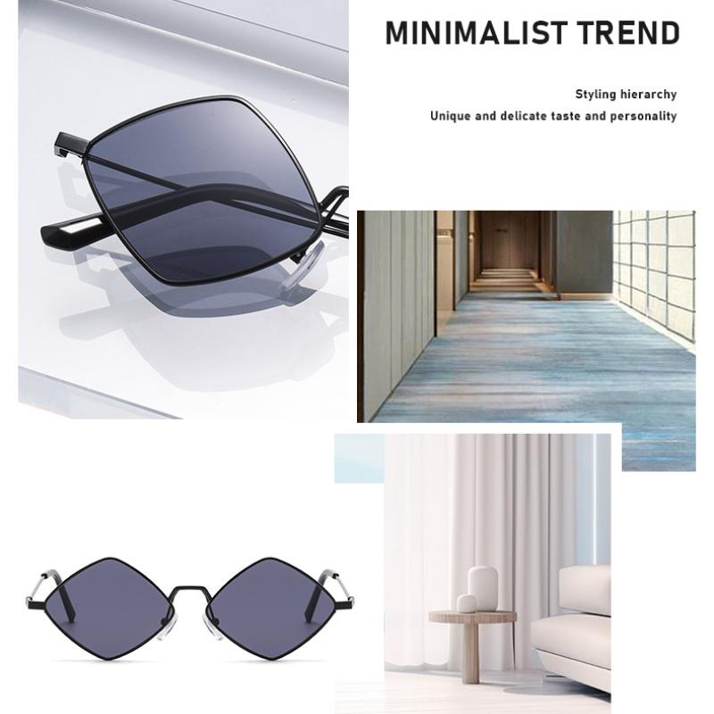 Non-polarized Retro Trendy Irregular Small Frame Rhombus for Metal Frame Women Men Sunglasses Travel Beach Women Sun Glasses