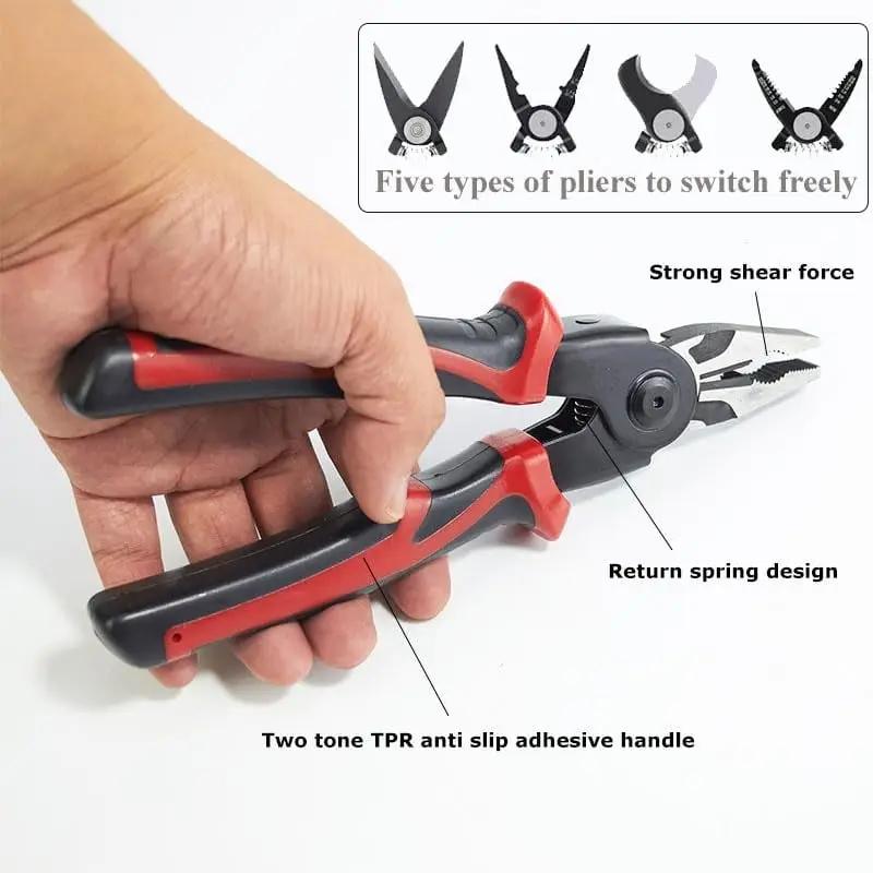 Professional Electrician Pliers Wire Crimper Stripper with Cable Cutter Multifunctional Tool