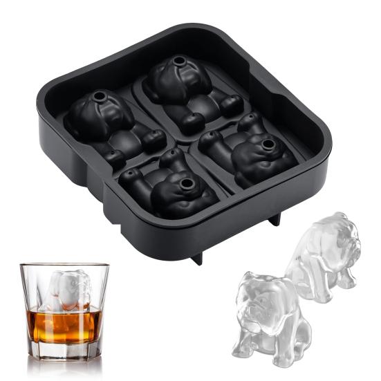 Forma na ledové kostky Bulldog Velká forma na led 3D tvary psů Pomalu tající formy na ledové kostky na whisky koktejly bourbon