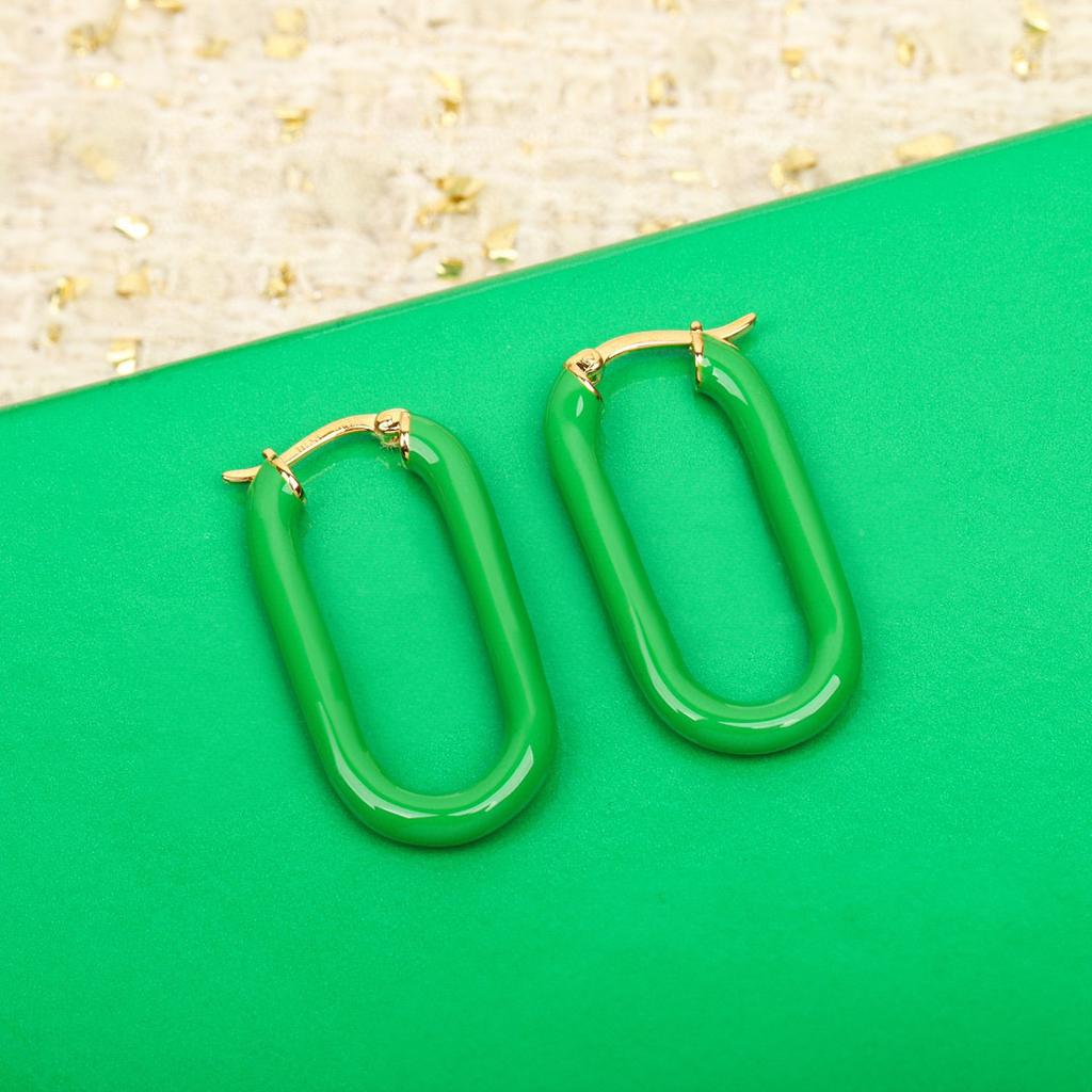 New In Hot Brand Vintage Earring for Women Luxury Jewelry Designer Eardrop Copper Fashion Simple Green Lady Party Big Earrings