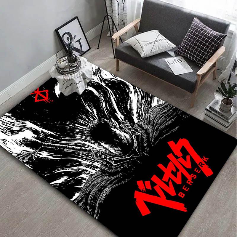 Cool 3D Berserk Guts Rage Anime Carpet Rug Art for Room Decor Sofa Christmas Halloween Gifts Game Area Rug Non-slip Floor Mat
