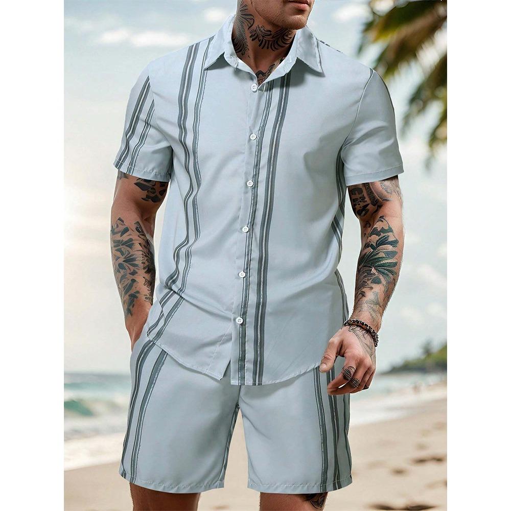 

Летняя мужская повседневная рубашка и шорты с цветным принтом, городской уличный модный комплект с коротким рукавом, мужские шорты для пляжа и активного отдыха XL