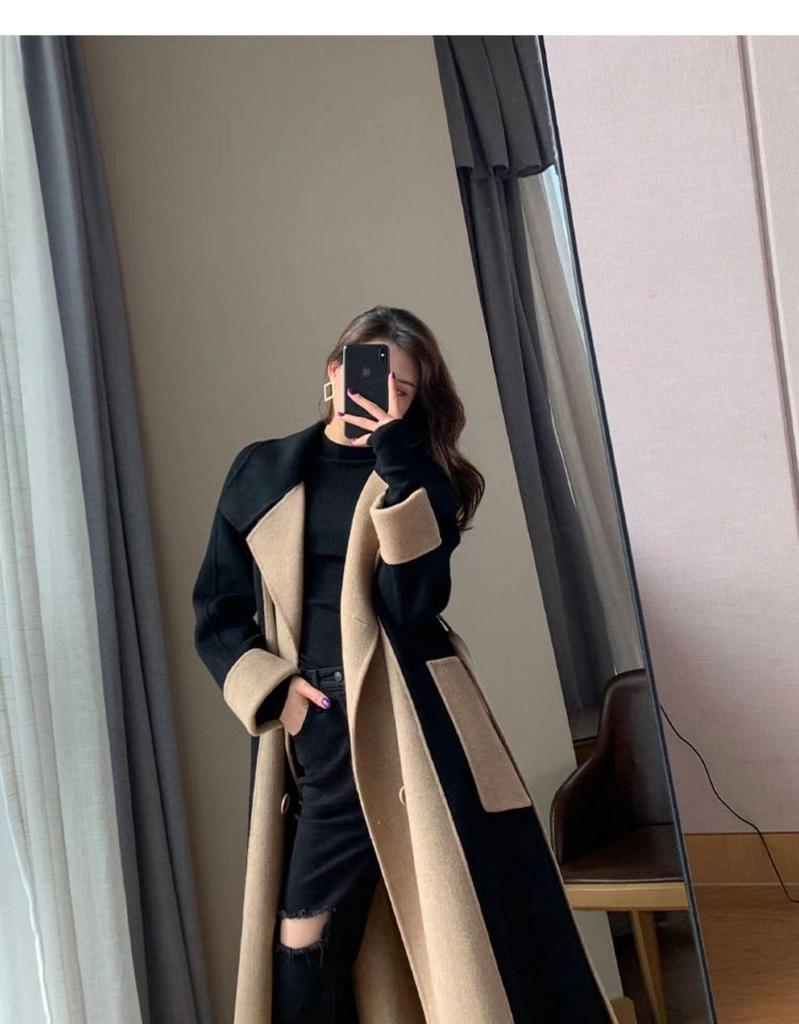 2025 Autumn/Winter Women's Mid-Length Woolen Trench Coat: Trendy, Versatile, and Slimming.