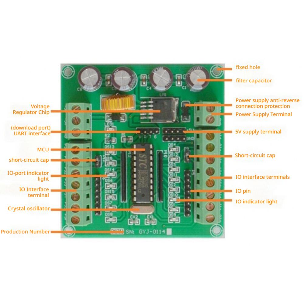 STC12C2052AD MCU Development Board STC12 DIP-20 MCU DC5-30V TTL IO Indicator 11.0592MHz Crystal Industrial Control Module