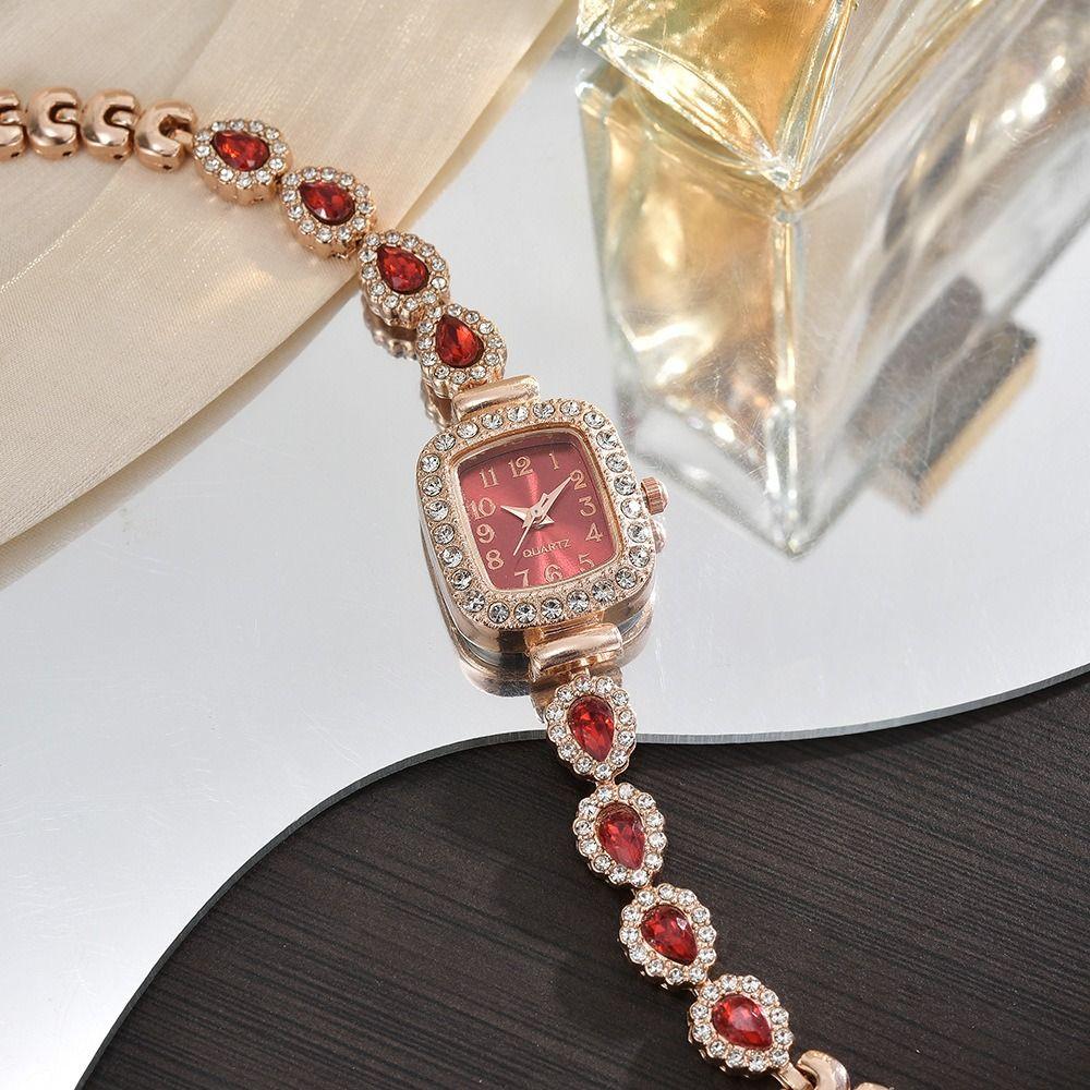 with Adjustable Bracelet Square Shaped Watch Diamond Studded Watch Strap Women Wristwatch  Gift