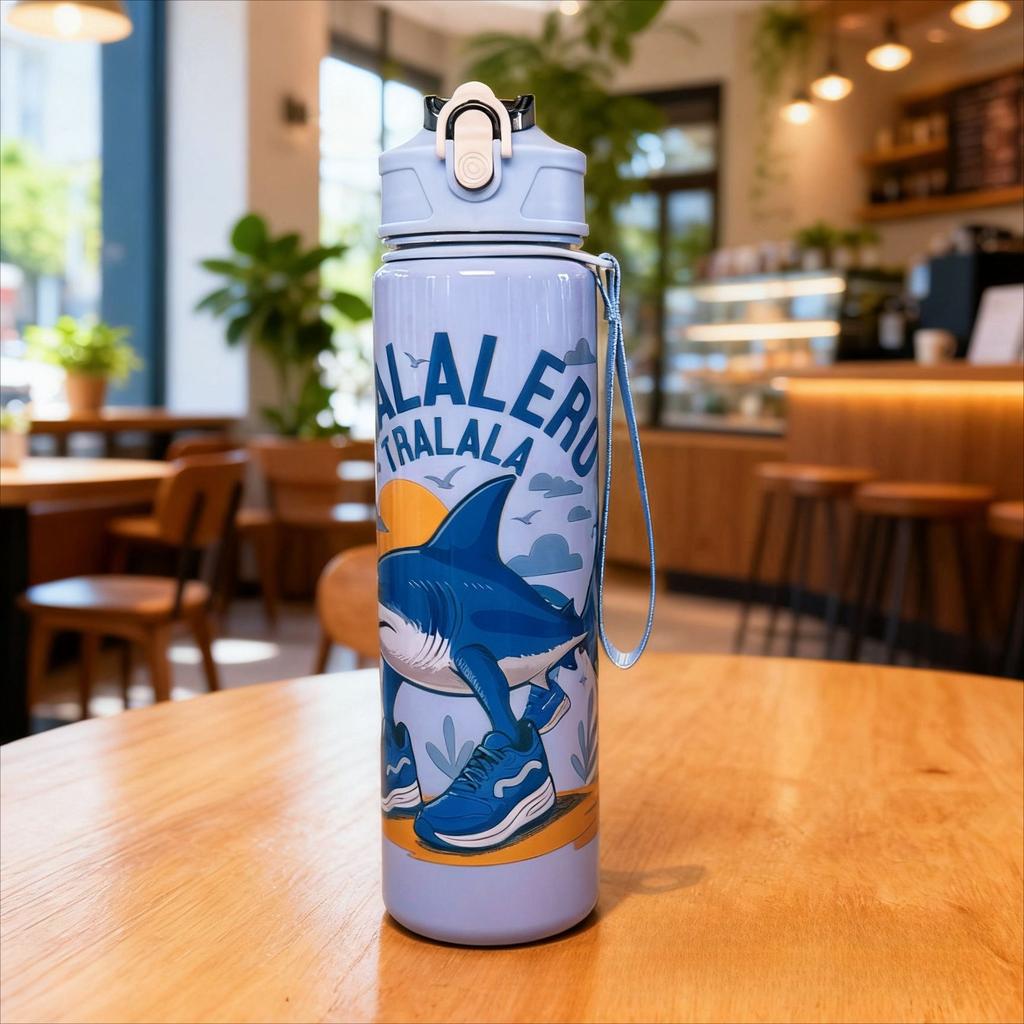 Italian Brainrot Water Bottle Tung Tung Tung Sahur Water Cup With Straw Football Sports Water Kettle Easter Valentine'S Day Gift