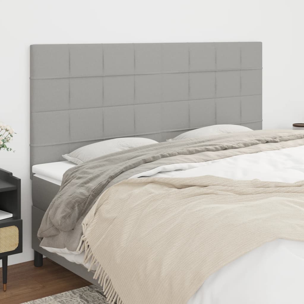 Vidaxl Bed Headboards, 4 Pcs, Light Gray, 90X5X78/88 Cm, Fabric