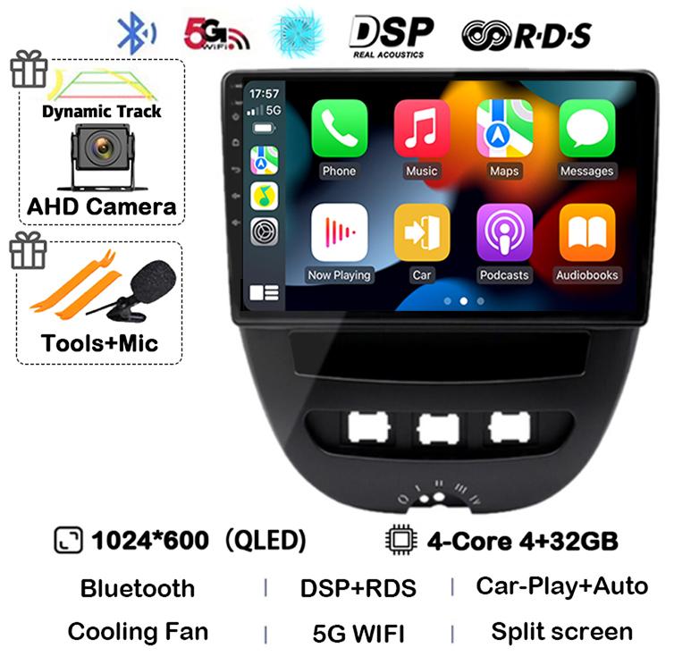 

Автомагнитола Android 14 Carplay Auto для Peugeot 107 Toyota Aygo Citroen C1 2005 - 2014 Головное устройство Стерео Мультимедийный плеер GPS WIFI