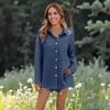 Women's Casual Solid Color Tops Long Sleeve Button Loose Breathable Shirt