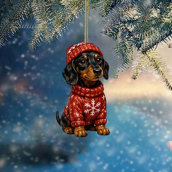 Personalized Holiday Scene Ornaments 2026 Dachshund Advent Calendar, 24 Days Acrylic Baseball Dog Figures Christmas Tree Decor for Owners Countdown