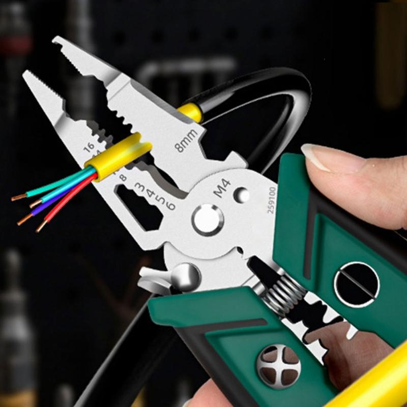 Electrician Wire Crimper Peeler Pliers Cable Stripping Multifunctional Press Plier Terminals Crimping Cutting Tool