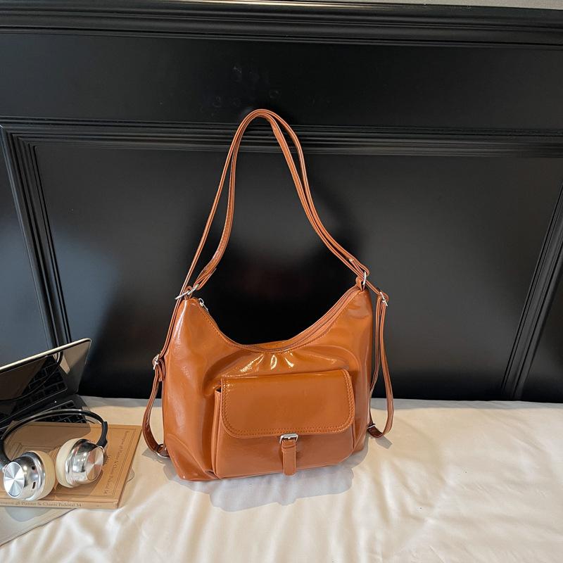 

Soft Leather Tote Bag for Women 2026 Minimalist Style Large Capacity Commuter Shoulder Crossbody Bag коричневий