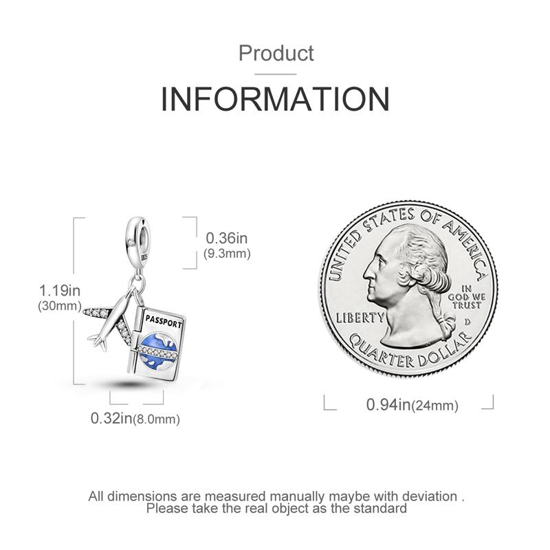 Aircraft And Passport Pendants Copper Original Beads Fit Original Charms Bracelet Beads Jewelry Gifts For Women