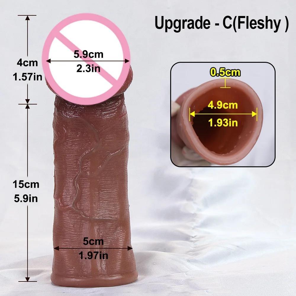 Men Penis Extender Sleeve Realistic Condom Delay Ejaculation Sex Toy for Men Adult Erotic Goods