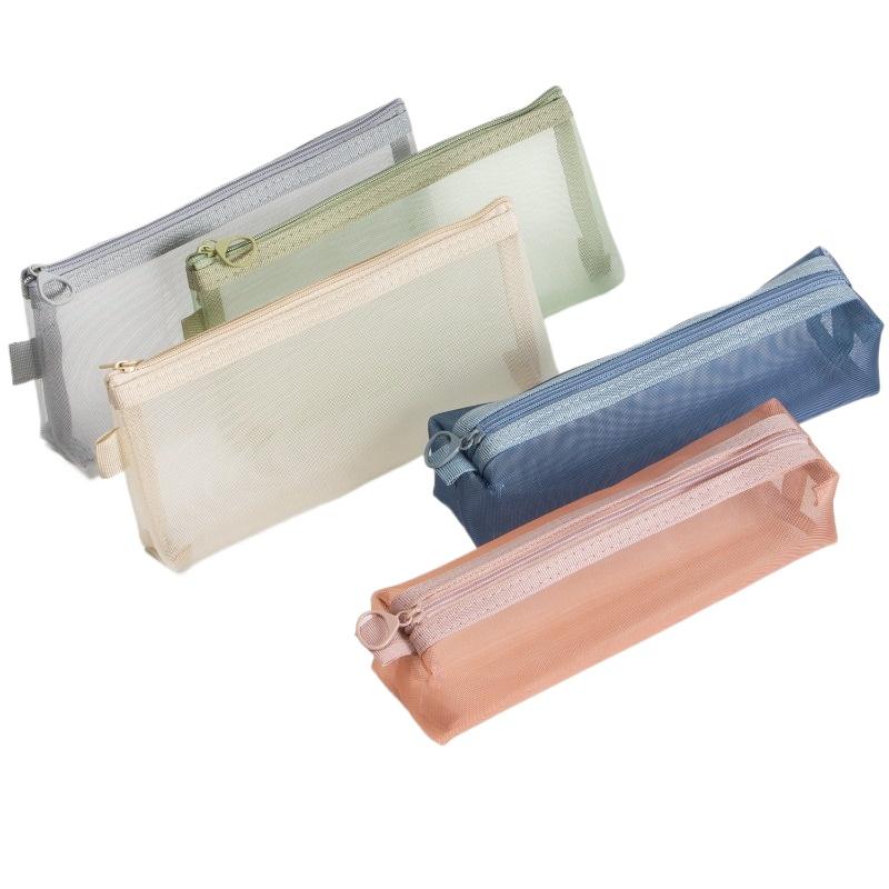 New Large Capacity Mesh Pencil Bag Mesh Transparent Pencil Case Multifunctional Portable Paint Brush Bag School Supplies