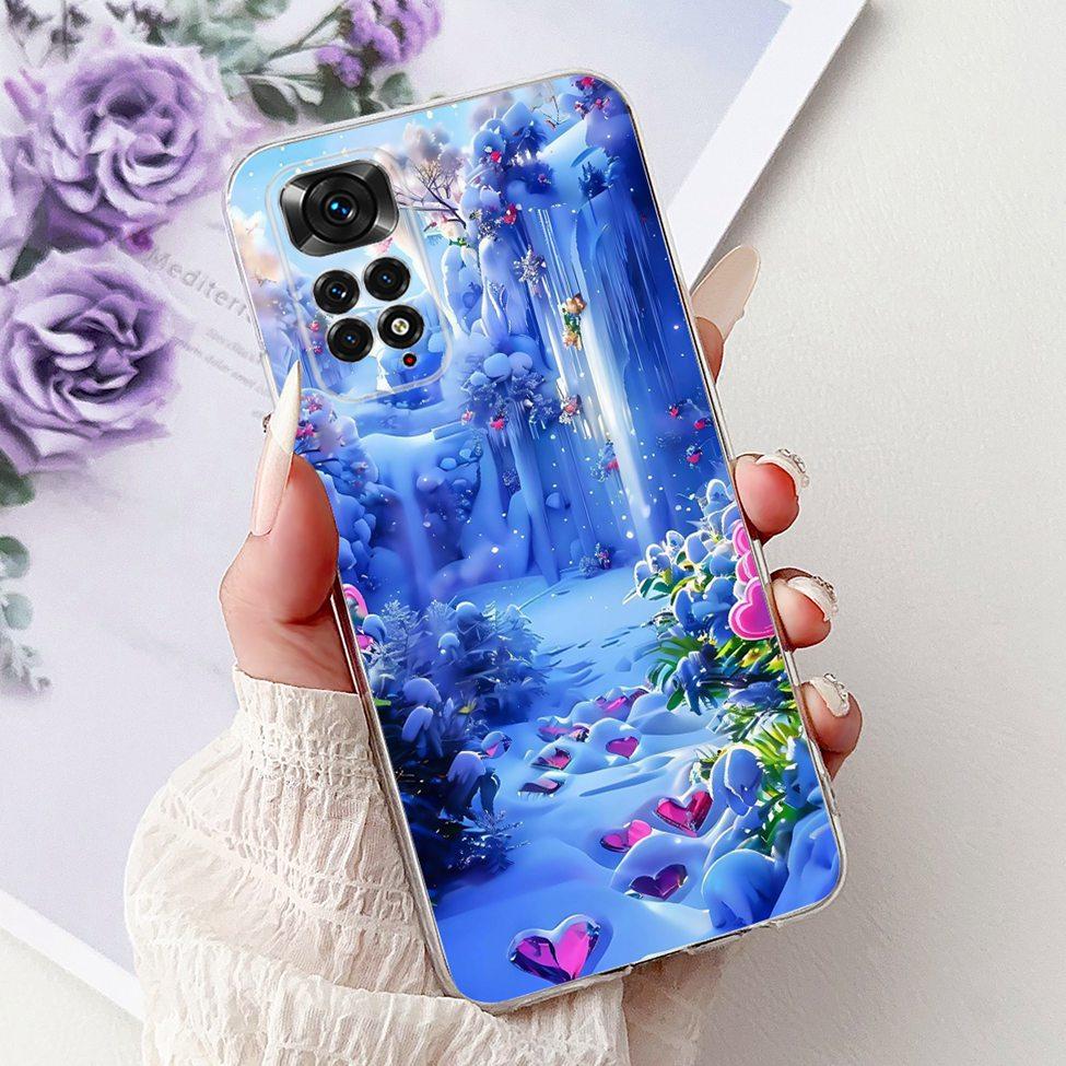 6,43" Für Redmi Note 11 4G Global Klare Hülle Für Redmi Note 11s Hülle Mode Luxus Blumen Süße Cartoon Bemalte Weiche TPU Hülle