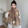 Women Autumn Winter Knitted Scarf Headscarf Lady Men Retro Plaid Print Tassel Scarve Foulard Wrap Shawl Casual Fashion Korean