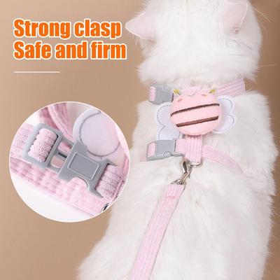 Safe Cat Harness for Small Cats Cat Harness Leash Set Adjustable Cartoon Bee Pet Harness Leash Set for Small To for Outdoor