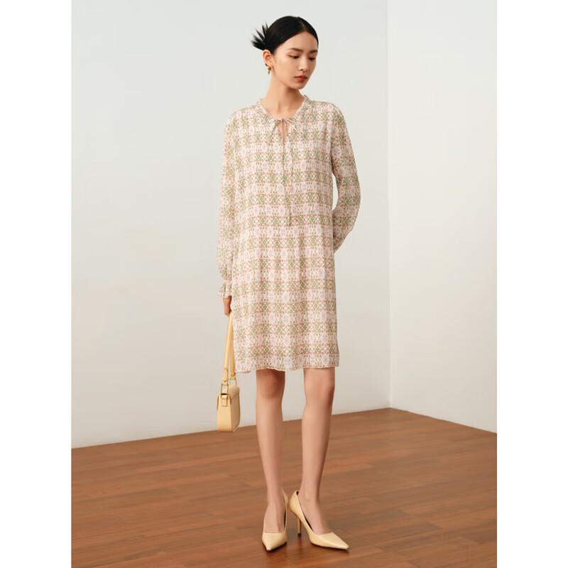 

JiuZi AnNacou Pleated Floral Chiffon A-Line Dress M