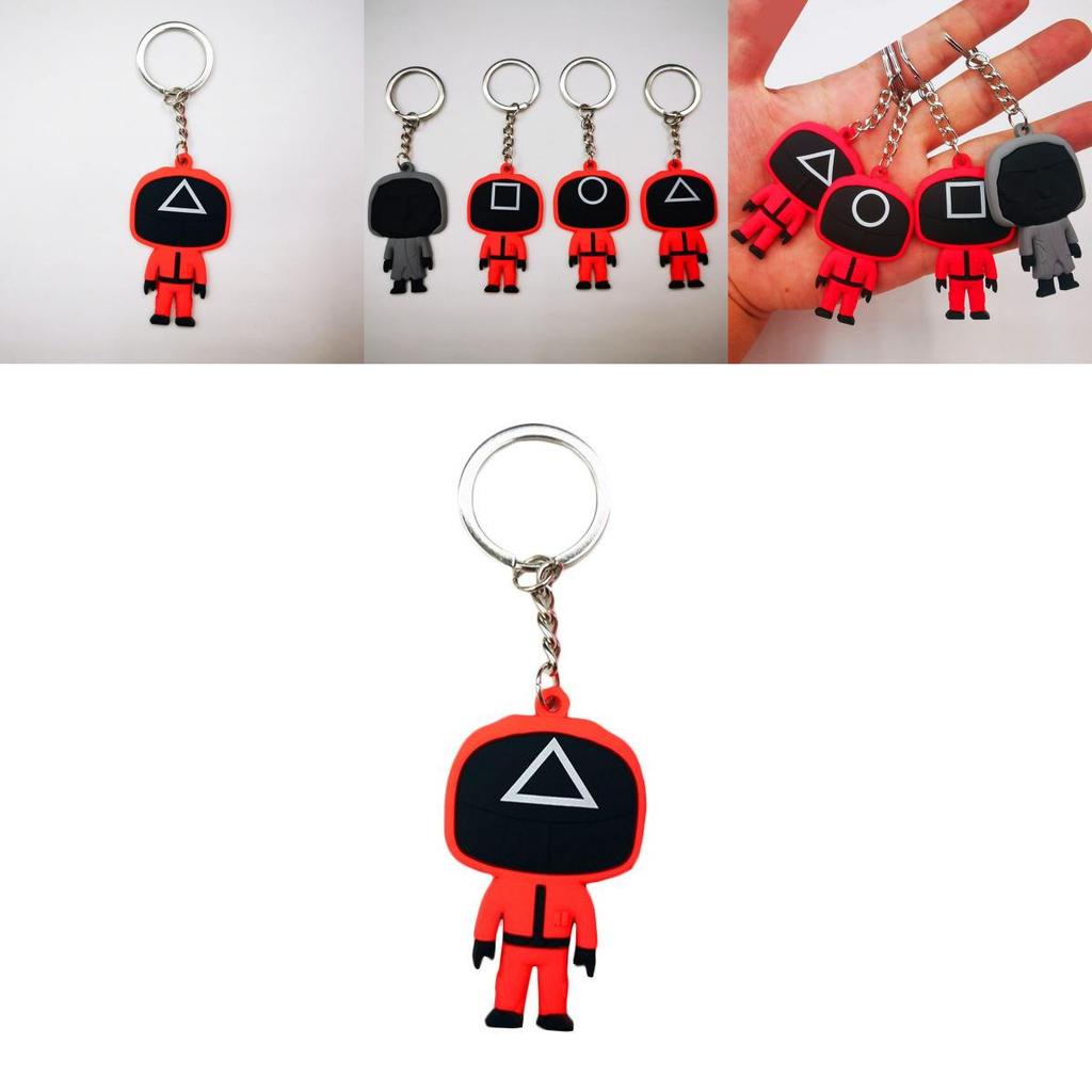 Squid Game Keychain With Red Guard Staff Worker Figure For Bags And Backpacks