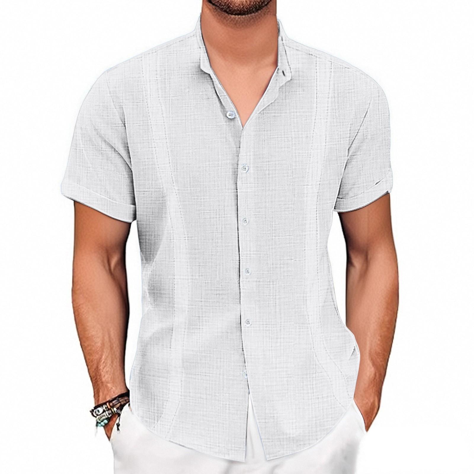 

Мужская винтажная льняная повседневная свободная рубашка L