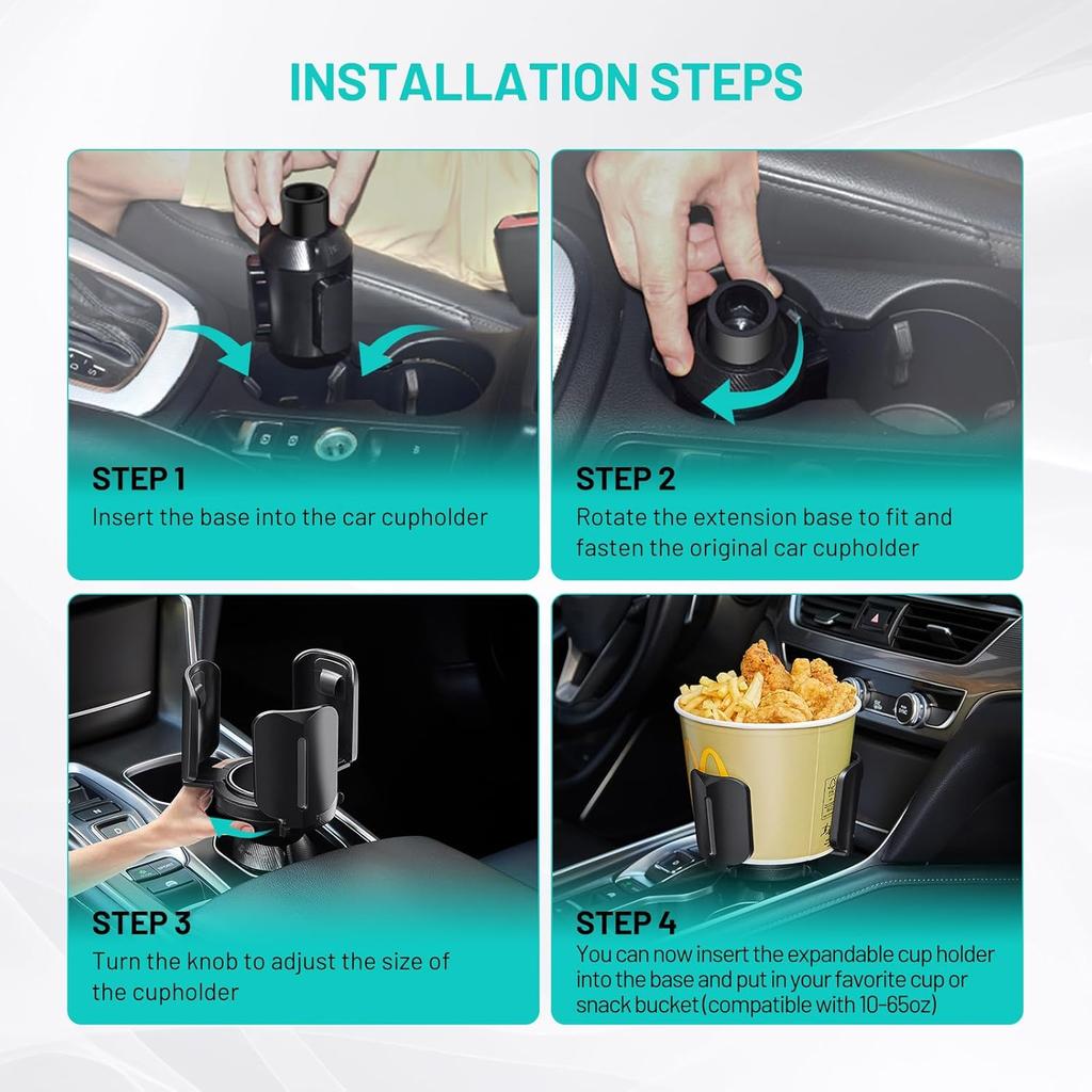 2 Pack Car Cup Holder Expander Adapter (Adjustable) This Hill All Purpose Cup Holder Expander For Car With Rubber Fits Less Than 5.51" Large Bottles