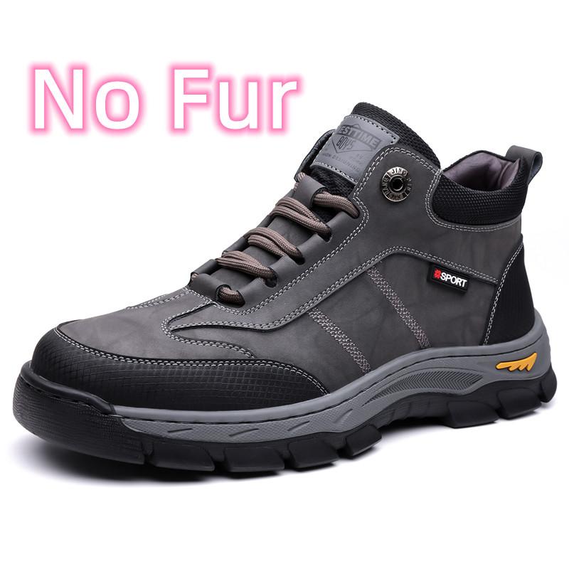 Fashion 2025 New Anti Slip Outdoor Hiking Boots for Men Men's Lace Up Boots Winter Warm Fur Lined Casual Shoes High Top Ankle Boots