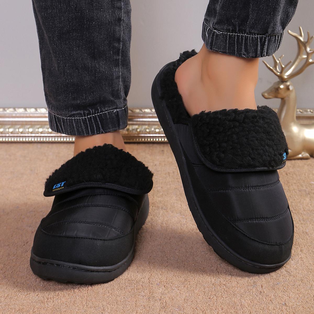 

Thickened fleece tongue-turning design color scheme sports slippers men and women 36 чорний