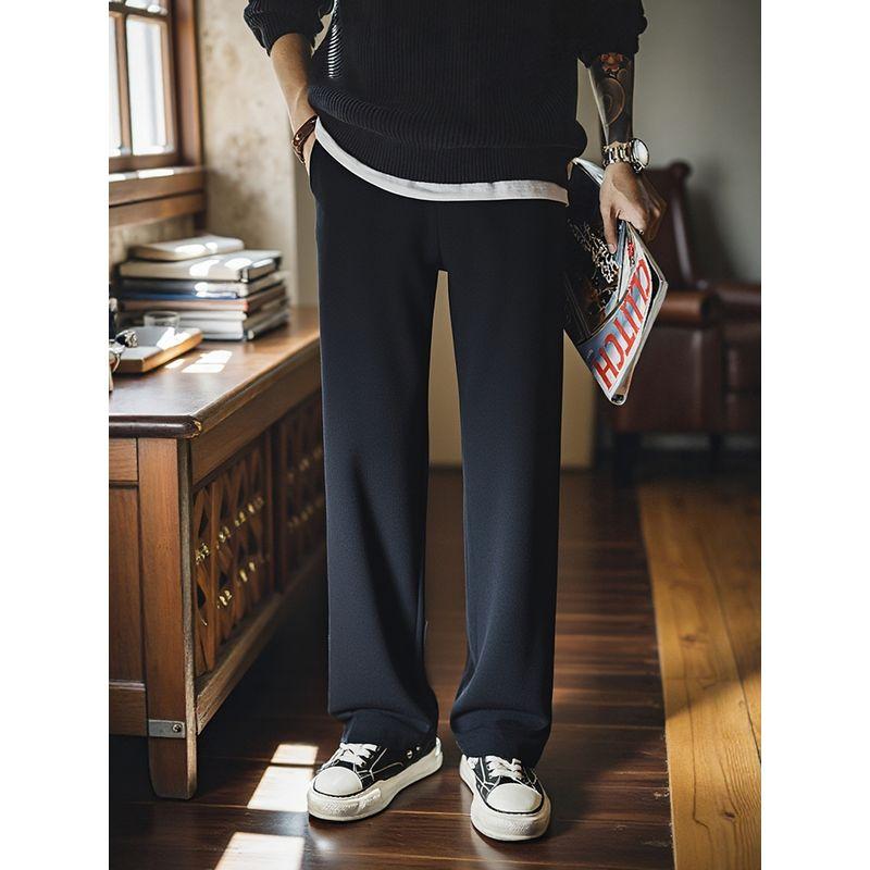 Light Luxury Minimalist Old Money Style Merino Wool and Silk Acetate Casual Pants Men's Woolen Trousers Export Men's Long Pants