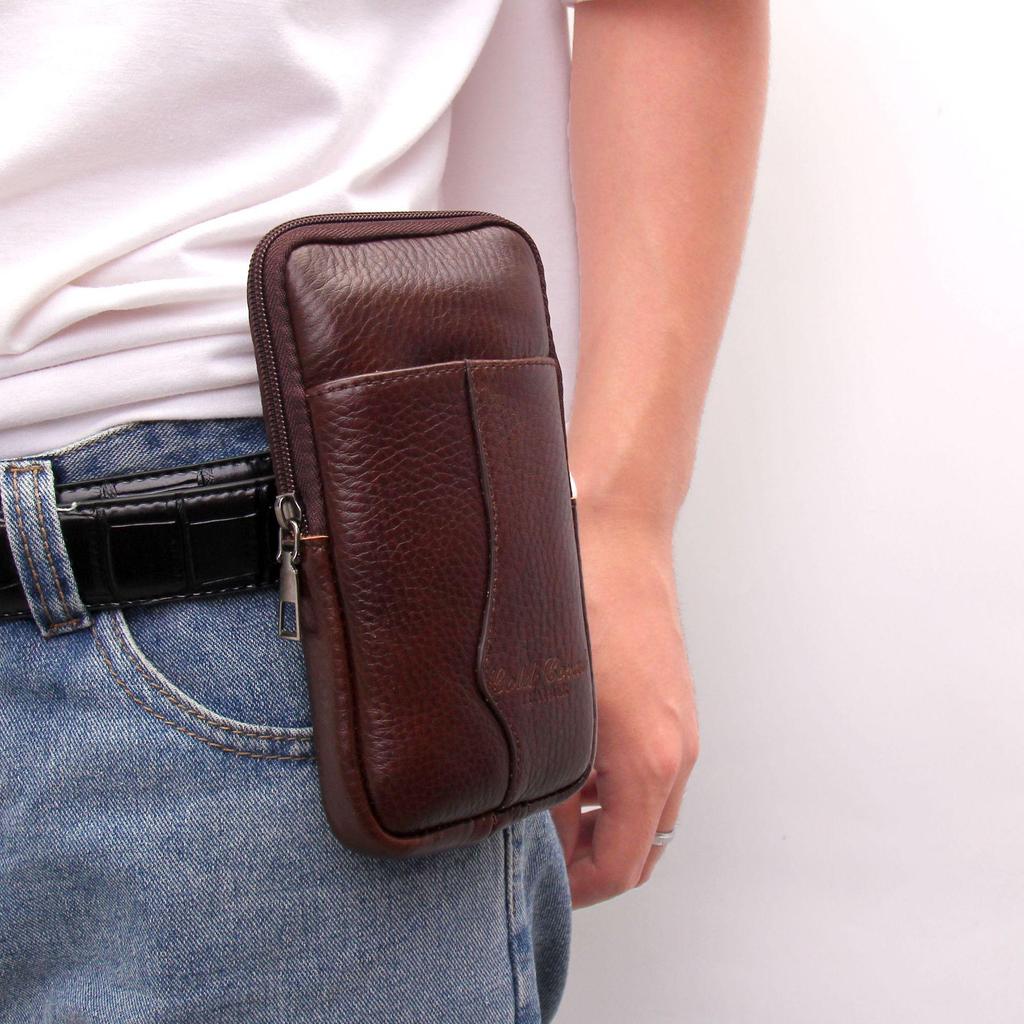 Herren Echtleder Slim Bauchtasche - Lässige Rindsleder Gürteltasche für Outdoor-Einsatz