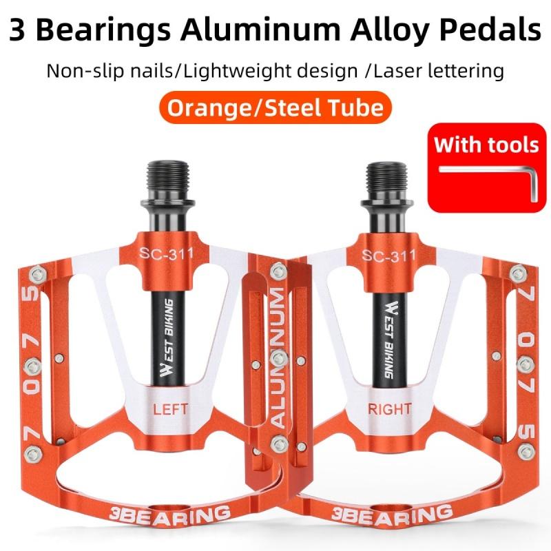 WEST BIKING Ultra-light Road Bike Pedals CNC Aluminum Alloy 3 Bearing Pedals MTB Dirt Bike Anti-slip Multi-Color Bicycle Pedals