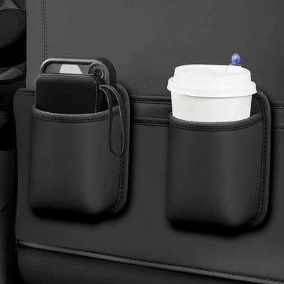 Back Seat Cup Holders PU Backseat Cup Storage Bag Shock Resistant Spill-Proof Multifunctional Vehicle Storage For Umbrella Phone