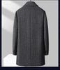 Men's Thickened Woolen Coat with Cotton Padding, Classic Striped Outerwear for Middle-Aged & Elderly, Dad's Style for Autumn/Winter.