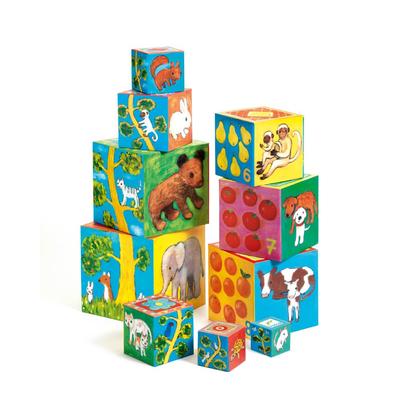 DJECO Stacking Blocks, Cubes, Animals, Numbers, for 1-Year-Olds and Toddlers, Educational Toy, 10 My Friend Blocks (DJ08506)
