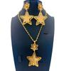 Dubai Copper Alloy Set Niche Women's 24K Pentagram Pendant Necklace Earrings Wedding Party African Jewelry