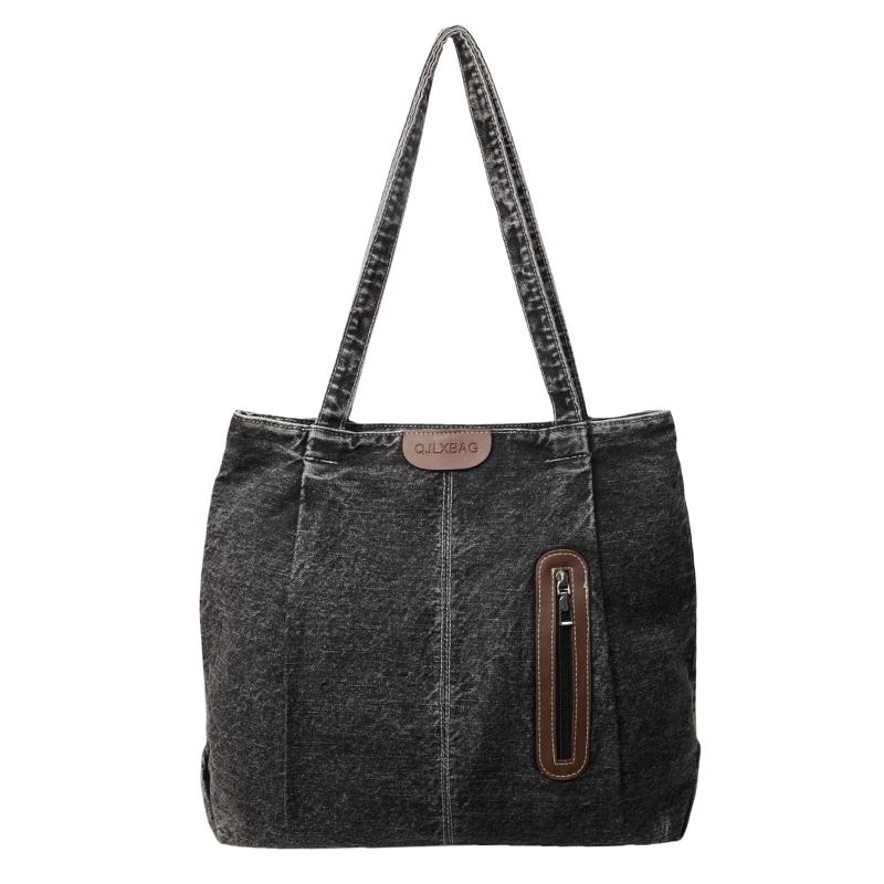 Solid Color Zipper Cowboy Bag Casual Simple Tote High Quality Soft Large Capacity Western Style