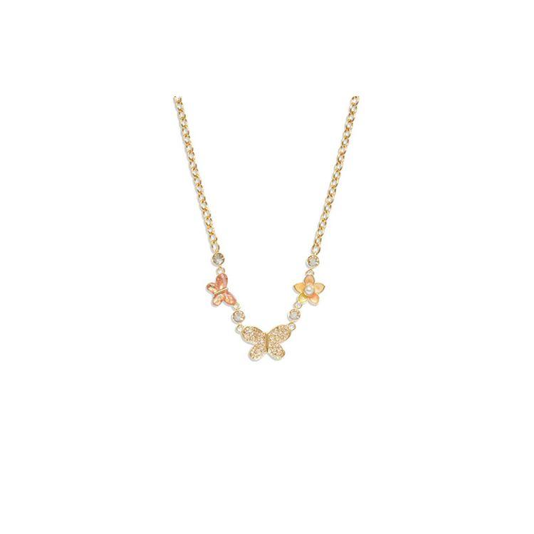 Coach Classic Butterfly Series Acrylic Brass Resin Necklace Women necklace CI915-GDPK Basic Packaging-Box Not Included