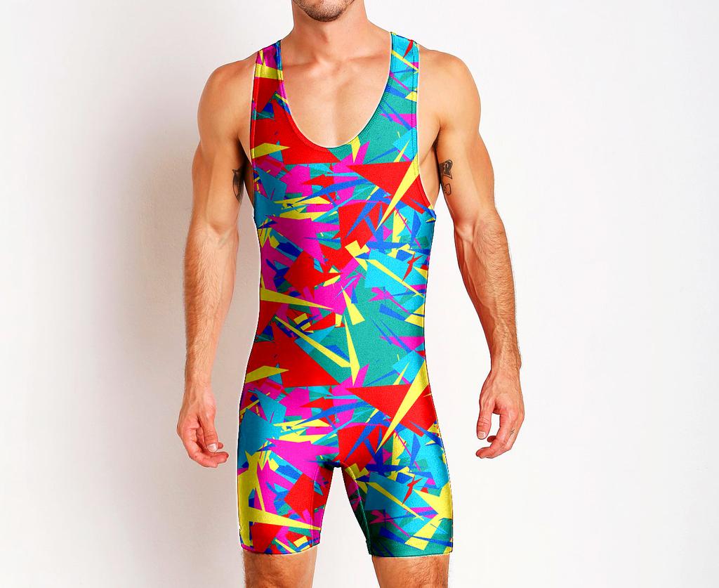 Wrestling suit Wrestling suit One-piece swimsuit Men's gym suit Sportswear Sweat-absorbing light weight training suit