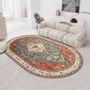 Persian Ethnic Style Carpet Decoration Living Room Oval Lint-free Non-slip Sofa Rug Bedroom Bedside Easy Clean Foot Mat Washable