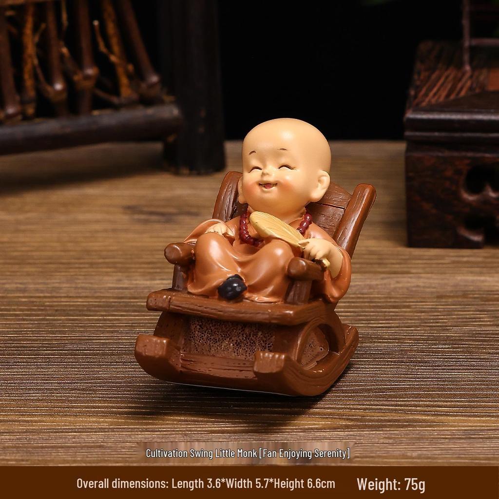 Zen Monk Resin Ornaments: Creative Chinese Home Decor for Porch or Bookcase Housewarming Gifts