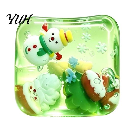 Christmas Sensory Cube Toys Stress Relief Toy, Clear Squeeze with 3D Snowman, Adults Relaxation Aid Santa Claus, Gingerbread, Xmas Tree, Hand