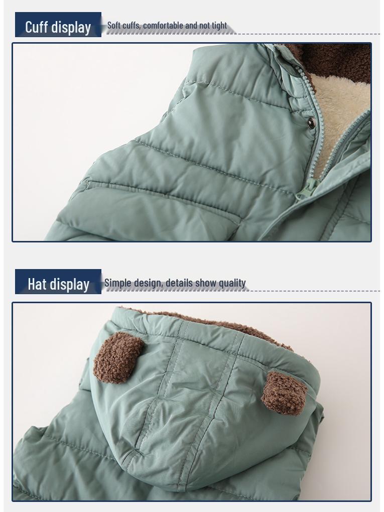 Boys' Cotton-Padded Jacket: Warm Korean-Style Kids' Autumn/Winter Zip-Up Top